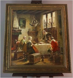 Malarstwo Dawnych Mistrzów! Rozmowa przy Stole - Oryg. Hein Van Doren (1930r Düsseldorf)