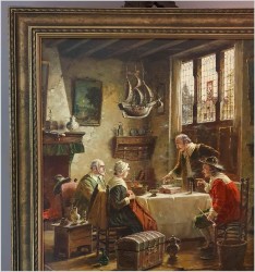 Malarstwo Dawnych Mistrzów! Rozmowa przy Stole - Oryg. Hein Van Doren (1930r Düsseldorf)