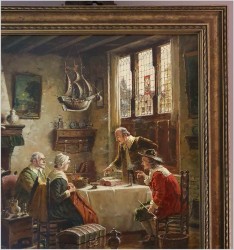 Malarstwo Dawnych Mistrzów! Rozmowa przy Stole - Oryg. Hein Van Doren (1930r Düsseldorf)