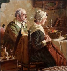 Malarstwo Dawnych Mistrzów! Rozmowa przy Stole - Oryg. Hein Van Doren (1930r Düsseldorf)