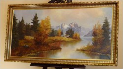 Na rozlewiskach! Wielki stary obraz olejny - Oryg. Georg Kuboth (Schlesien, Śląsk 1916-2004) 135cm x 75cm