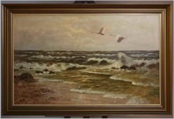 Łabędzie nad brzegiem Bałtyku - oryg. Georg Majewicz (1897-1965)