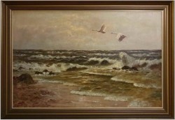 Łabędzie nad brzegiem Bałtyku - oryg. Georg Majewicz (1897-1965)