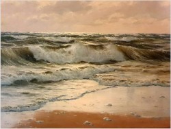 Fale morskie nad brzegiem Bałtyku - Waldemar Schlichting (1896 - 1970)