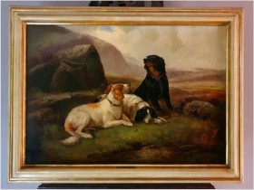 Psy na tle Szkockiego Krajobrazu - Robert Cleminson (1864 - 1903)