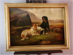 Psy na tle Szkockiego Krajobrazu - Robert Cleminson (1864 - 1903)