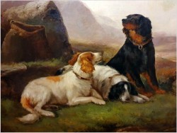 Psy na tle Szkockiego Krajobrazu - Robert Cleminson (1864 - 1903)