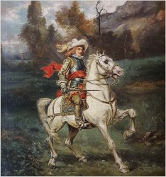 Portret Muszkietera na Białym Koniu - Wilhelm Carl Räuber (1849-1926)