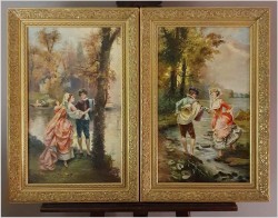 Polecamy Komplet! Para Starych Obrazów w Stylu Rokoko z Francji XXw.