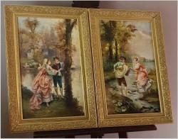 Polecamy Komplet! Para Starych Obrazów w Stylu Rokoko z Francji XXw.