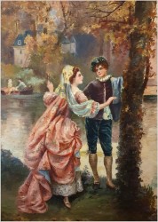 Polecamy Komplet! Para Starych Obrazów w Stylu Rokoko z Francji XXw.