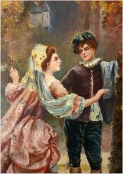 Polecamy Komplet! Para Starych Obrazów w Stylu Rokoko z Francji XXw.