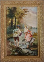 Polecamy Komplet! Para Starych Obrazów w Stylu Rokoko z Francji XXw.