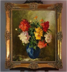 Kwiaty w niebieskim wazonie - István Megyery (1898 Hungary - 1972 Vienna)