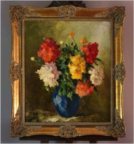 Kwiaty w niebieskim wazonie - István Megyery (1898 Hungary - 1972 Vienna)