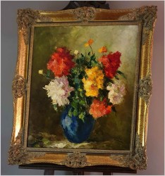 Kwiaty w niebieskim wazonie - István Megyery (1898 Hungary - 1972 Vienna)