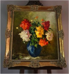 Kwiaty w niebieskim wazonie - István Megyery (1898 Hungary - 1972 Vienna)