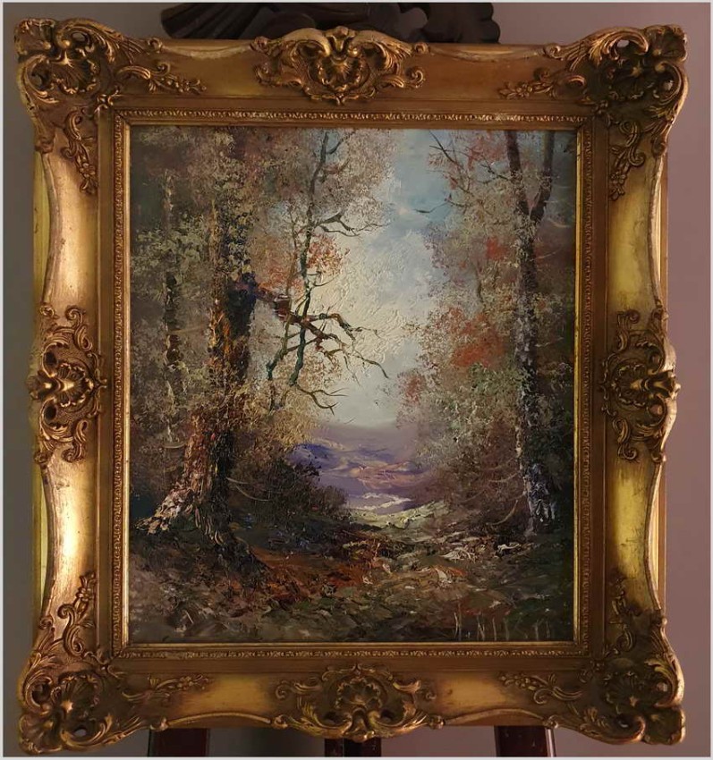 Technika Szpachlowa! Tajemniczy Pejzaż leśny - H. Nilsen *1908