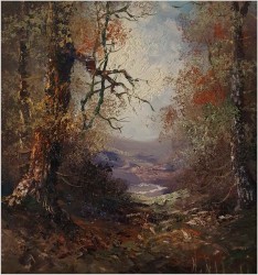 Technika Szpachlowa! Tajemniczy Pejzaż leśny - H. Nilsen *1908