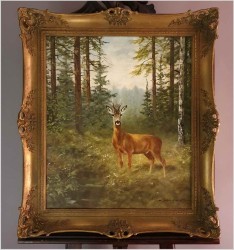 Malarstwo myśliwskie! Kozioł sarny - oryg. Georg Majewicz (1897-1965)