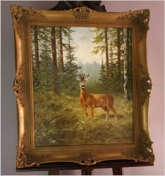 Malarstwo myśliwskie! Kozioł sarny - oryg. Georg Majewicz (1897-1965)