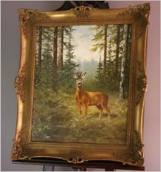 Malarstwo myśliwskie! Kozioł sarny - oryg. Georg Majewicz (1897-1965)