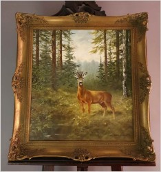 Malarstwo myśliwskie! Kozioł sarny - oryg. Georg Majewicz (1897-1965)