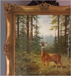 Malarstwo myśliwskie! Kozioł sarny - oryg. Georg Majewicz (1897-1965)