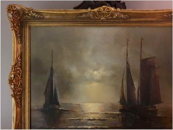 Piękny Nokturn! Łodzie na pełnym morzu - Willi Schubert (1900-1980)