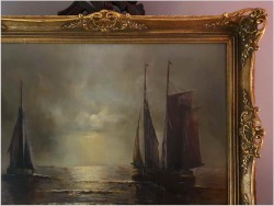 Piękny Nokturn! Łodzie na pełnym morzu - Willi Schubert (1900-1980)