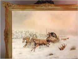 Atak wilków! Rosyjska Trojka zimą - Sygn. Pia '69 (120cm x 90cm)