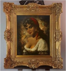 Szkoła Düsseldorfska! Portret Cyganki - Prof. Willi DEPRÉ (1922-1995r.) 