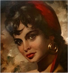 Szkoła Düsseldorfska! Portret Cyganki - Prof. Willi DEPRÉ (1922-1995r.) 