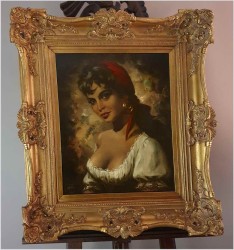 Szkoła Düsseldorfska! Portret Cyganki - Prof. Willi DEPRÉ (1922-1995r.) 