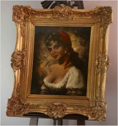 Szkoła Düsseldorfska! Portret Cyganki - Prof. Willi DEPRÉ (1922-1995r.) 