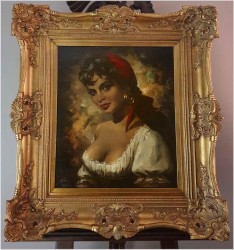 Szkoła Düsseldorfska! Portret Cyganki - Prof. Willi DEPRÉ (1922-1995r.) 