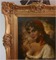 Szkoła Düsseldorfska! Portret Cyganki - Prof. Willi DEPRÉ (1922-1995r.) 