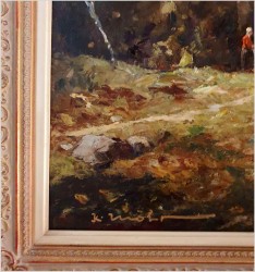 Obraz olejny! Krowy Przy Wodopoju - Karl Mohr (Düsseldorf 1922-2013)