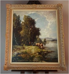 Obraz olejny! Krowy Przy Wodopoju - Karl Mohr (Düsseldorf 1922-2013)