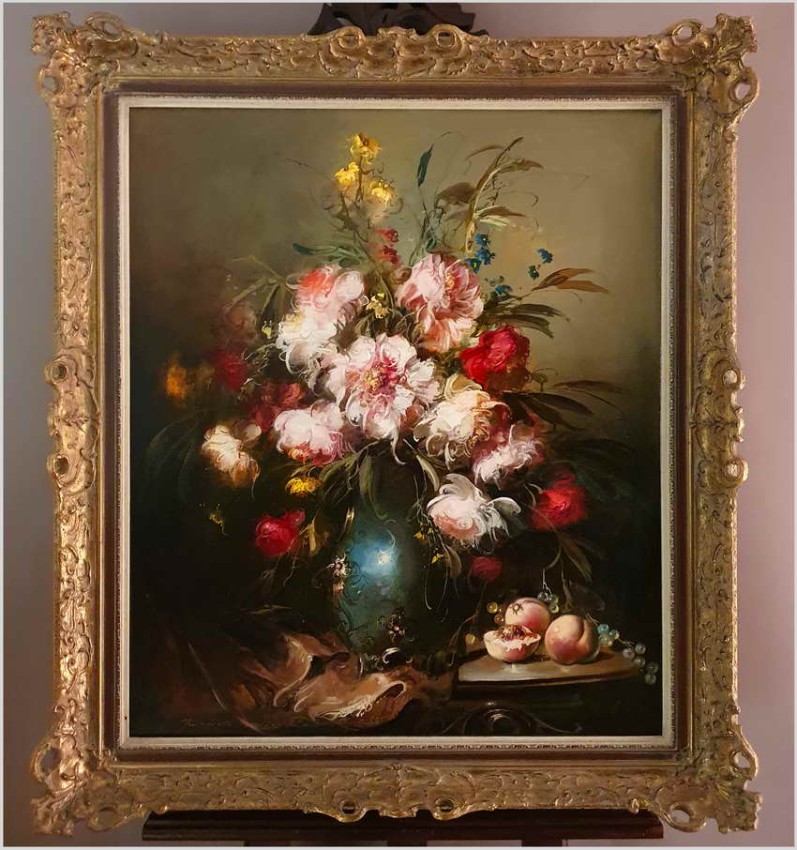 Pałacowe malarstwo! Kwiaty w wazonie - Kömpöczy Balogh Endre (Hungary 1911-1977) 