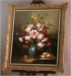 Pałacowe malarstwo! Kwiaty w wazonie - Kömpöczy Balogh Endre (Hungary 1911-1977) 