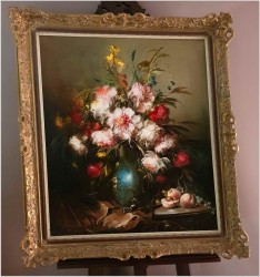 Pałacowe malarstwo! Kwiaty w wazonie - Kömpöczy Balogh Endre (Hungary 1911-1977) 