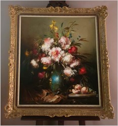 Pałacowe malarstwo! Kwiaty w wazonie - Kömpöczy Balogh Endre (Hungary 1911-1977) 