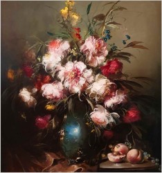 Pałacowe malarstwo! Kwiaty w wazonie - Kömpöczy Balogh Endre (Hungary 1911-1977) 