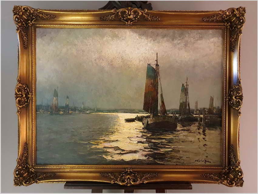 Łodzie w blasku zachodzącego słońca - Helmut Kaluza (1912-1984)