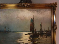 Łodzie w blasku zachodzącego słońca - Helmut Kaluza (1912-1984)