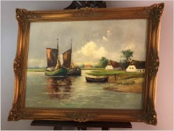 Łodzie przy brzegu - Dieter Lukas Larsen (1936-2001 Düsseldorf)