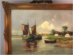 Łodzie przy brzegu - Dieter Lukas Larsen (1936-2001 Düsseldorf)