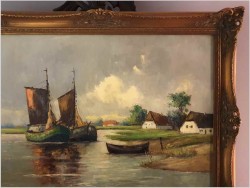 Łodzie przy brzegu - Dieter Lukas Larsen (1936-2001 Düsseldorf)