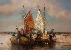 Super Marina! Łodzie przy brzegu - Prof. Arthur Hierer (1896-1985)